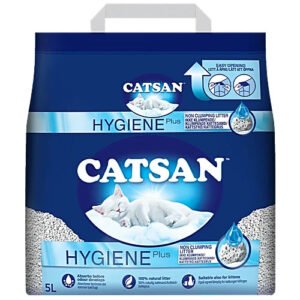 Catsan Hygiene Plus Non-Clumping 100% Natural Cat Litter – 5L