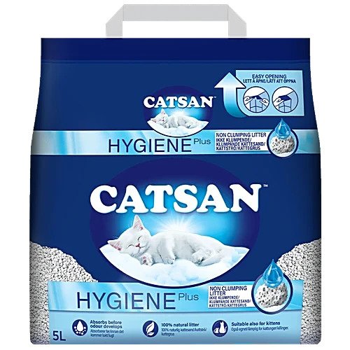 Catsan Hygiene Plus Non-Clumping 100% Natural Cat Litter – 5L