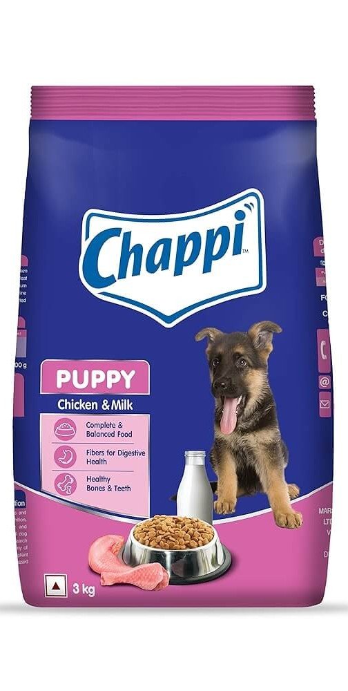 Chappi Puppy Dry Dog Food, Chicken & Milk Flavour (3kg)