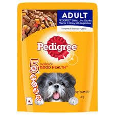 Pedigree Gravy Adult Grilled Liver Chunks Flavour with Vegetables – 70g