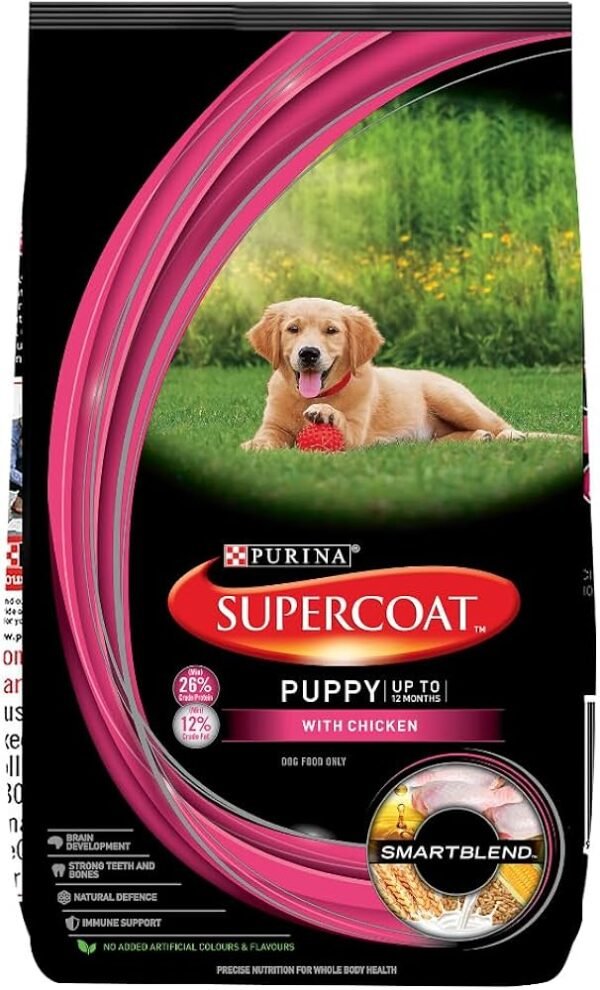 PURINA Supercoat Puppy Dry Dog Food, Chicken – (10kg) pack