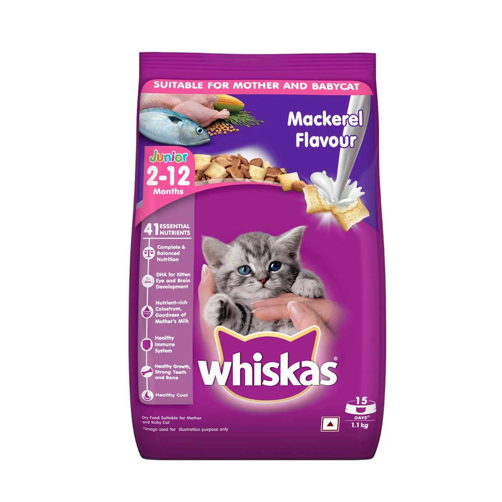 Whiskas Junior Mackerel Dry Cat Food (1.1 kg)