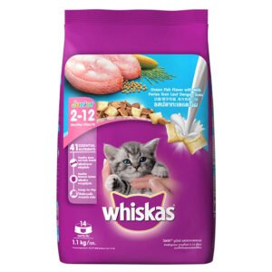 Whiskas Kitten (2–12 Months) Dry Cat Food, Ocean Fish Flavour with Milk (1.1kg)